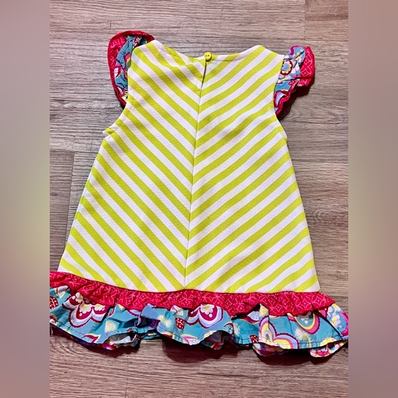 Emily Rose Lime Green Pink Floral Ruffle Sleeveless Dress, Size 2T - Picture 2 of 5